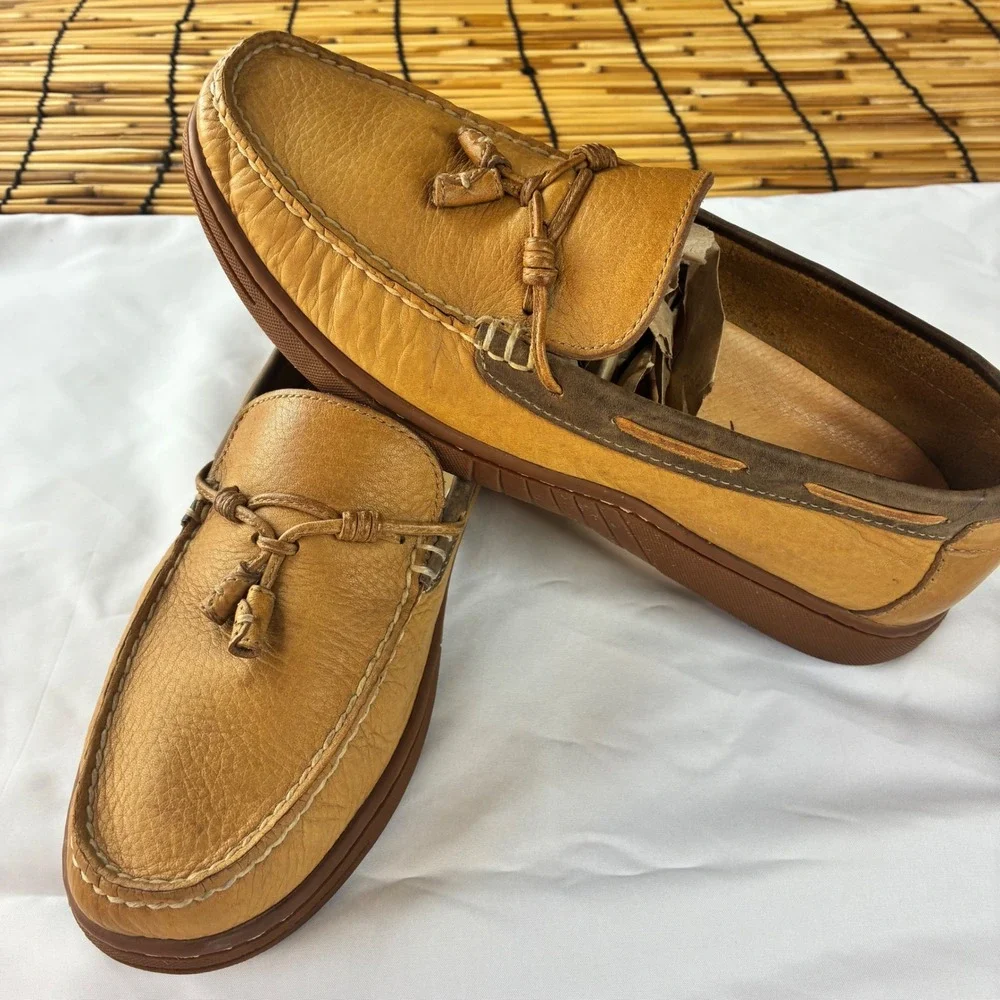 Tommy Bahama Mens TB-215 Russet Brown Leather Tassel Loafers 9.5 M